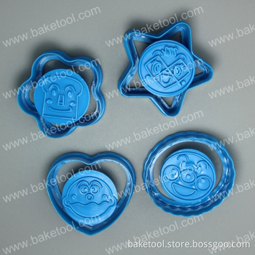 Plastic 4pcs Funny Cake Fondant Stamps for Cake Decoration